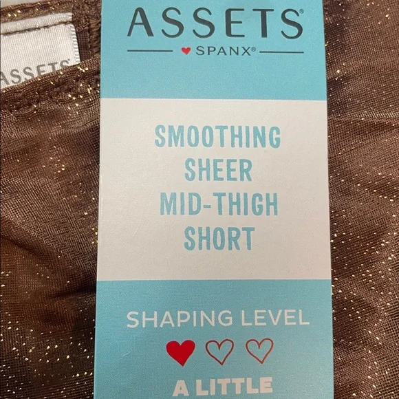 Assets By SPANX Sheer Smoothing Mid Thigh Short Foiled Chocolate Glow Small NWT - Picture 4 of 6